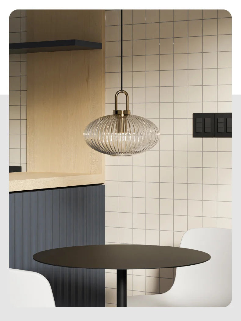 Modern Striped Glass Single Pendant Light