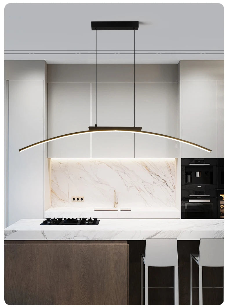 Contemporary Sleek LED Arc Adjustable Brightness Pendant Light with App Dimming – photo 15