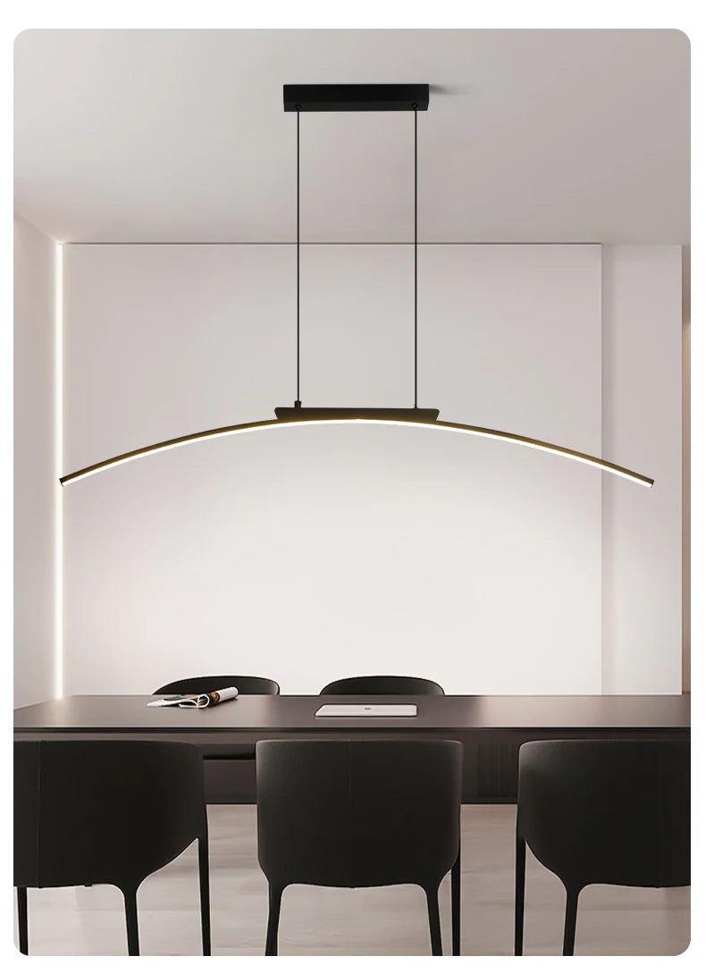 Contemporary Sleek LED Arc Adjustable Brightness Pendant Light with App Dimming – photo 27