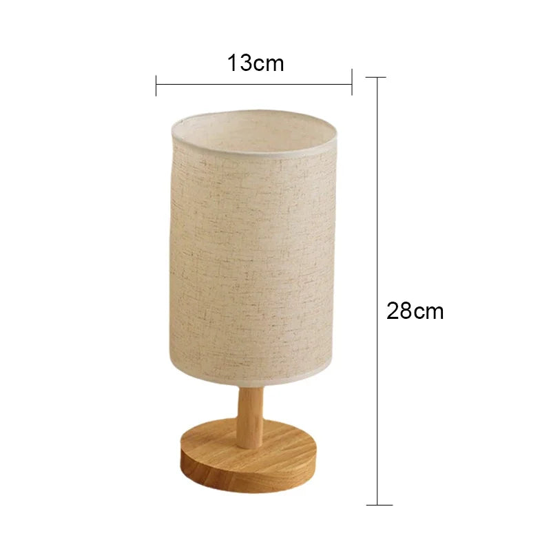 Dimmable USB Fabric Lampshade Wood Chinese Style LED Bedside Table Lamp Bedroom – photo 8