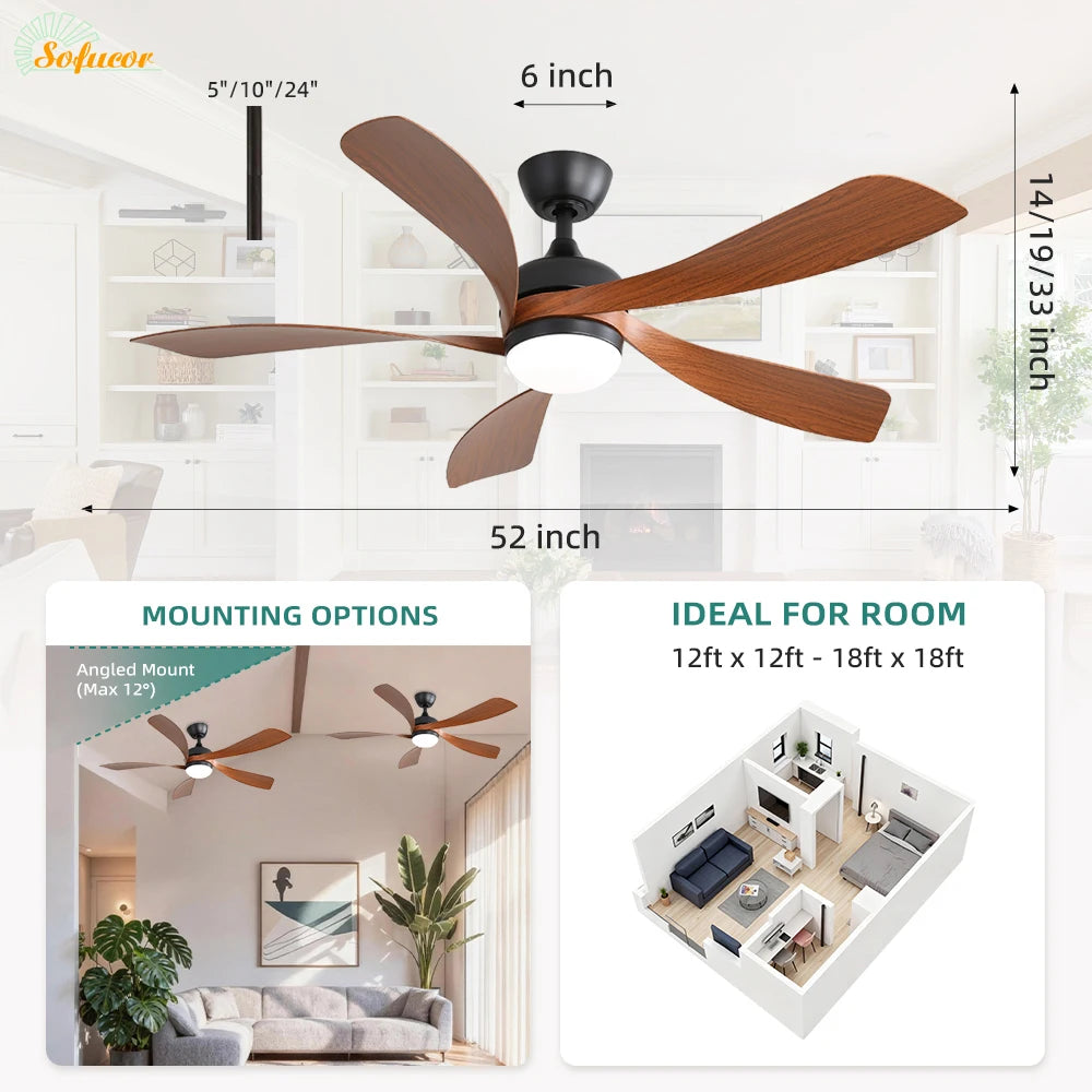 52-Inch Modern 5-Blade High Wind Speed DC Motor LED Ceiling Fan with Remote Control – photo 4