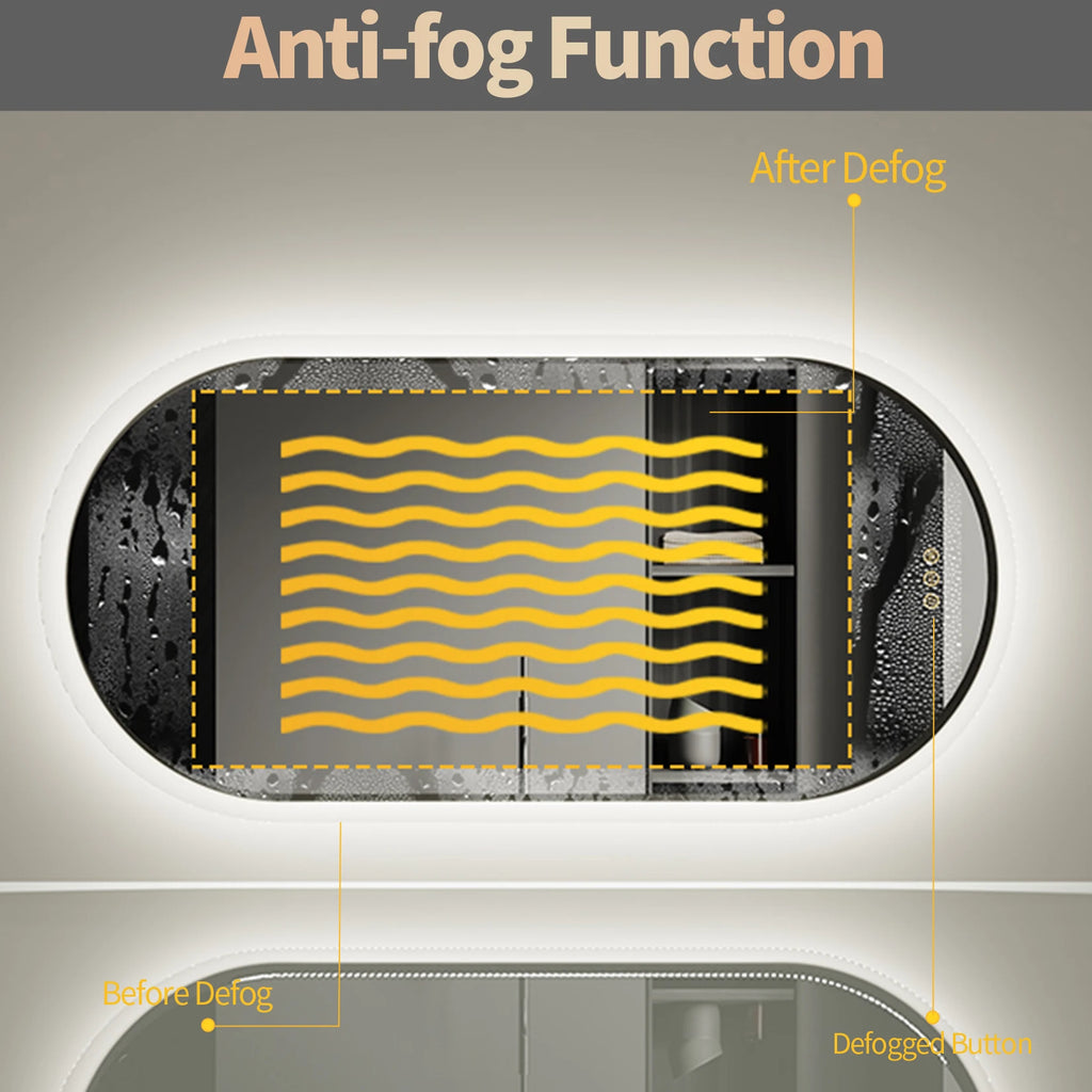 Dimmable Touch Switch Anti Fog Waterproof Oval LED Bathroom Mirror – photo 6