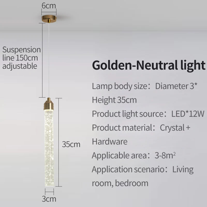 Luxury Crystal Pendant Light with Gold Fixtures 35CM Modern Hanging Lamp – photo 26