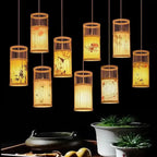 Chinese Japanese Zen Bamboo Wood Lantern Chandelier Teahouse Restaurant – photo 2