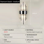 Nordic Luxury Crystal Stainless Steel Black Gold LED Wall Light – photo 13