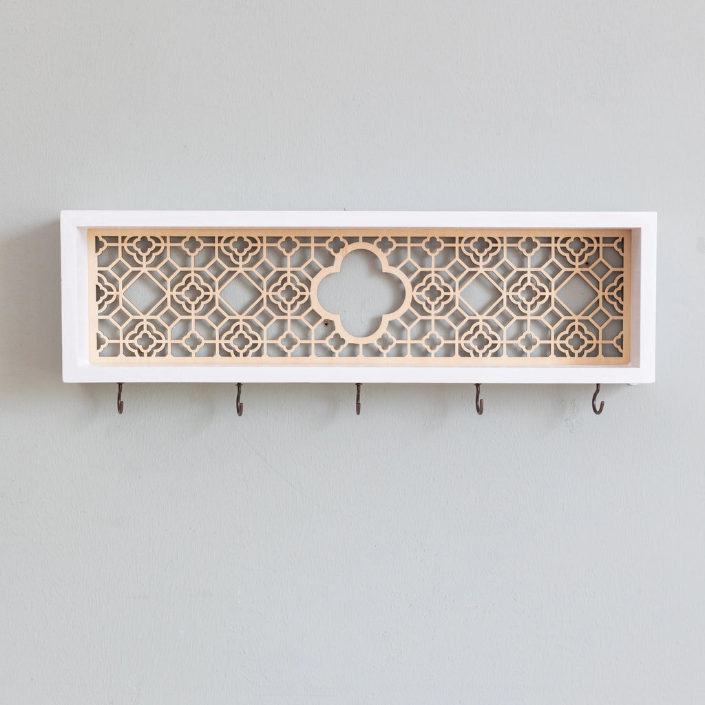 Decorative Wooden Wall Hooks and Storage Shelf