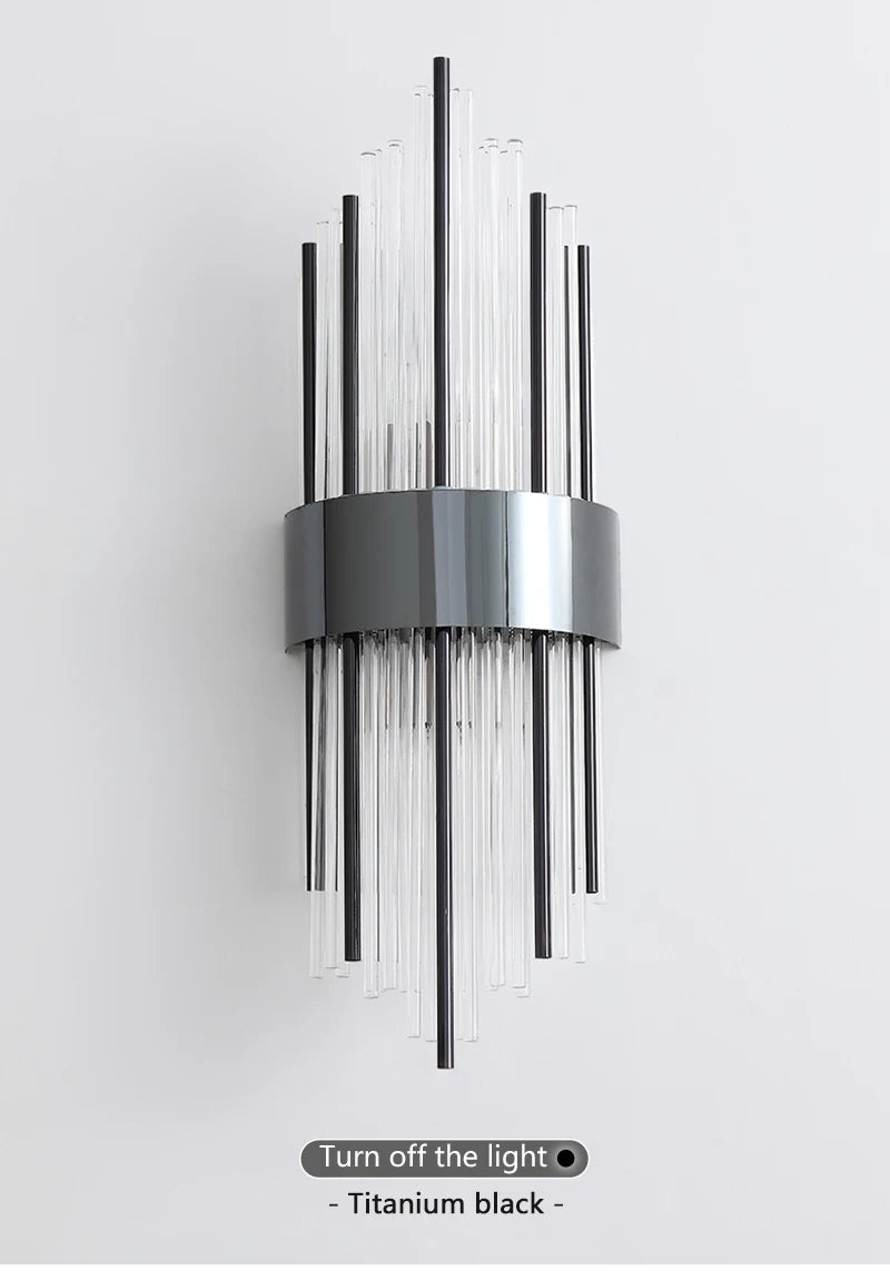 Nordic Luxury Crystal Stainless Steel Black Gold LED Wall Light – photo 11