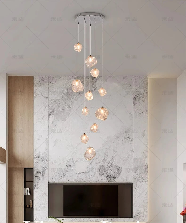 Modern LED Multi Head Staircase Chandelier Pendant Light with Remote Control – photo 15