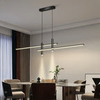 Modern Minimalist Black Gold LED Chandelier Pendant Light Stepless Dimming Remote Control