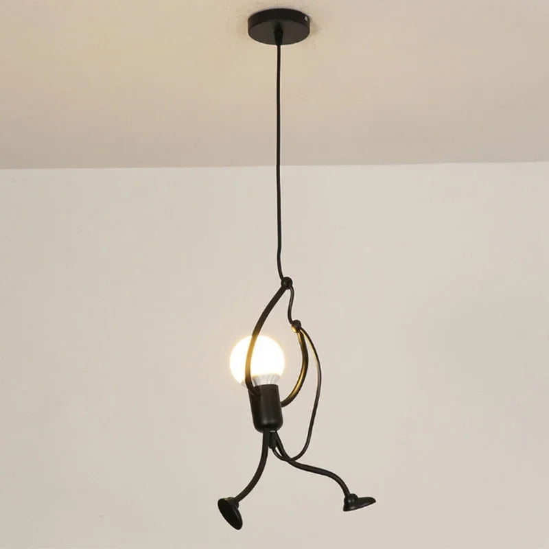 Vintage Iron Little Man LED E27 Pendant Light for Children Bedroom