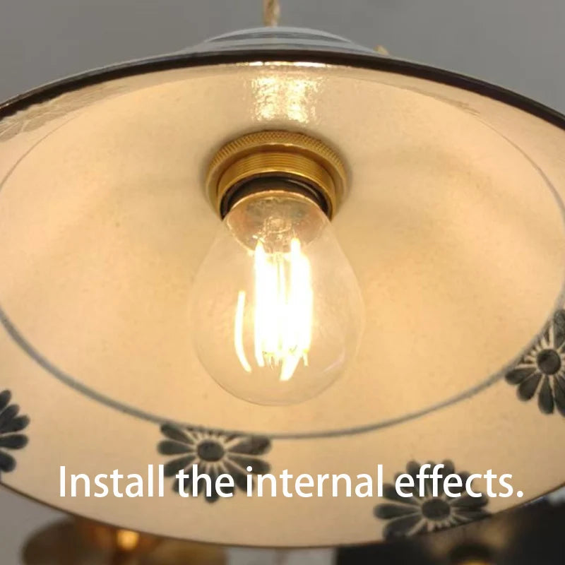 Chinese Retro Glazed Ceramic Blue and White Pendant Light Nostalgic Tea Room – photo 15