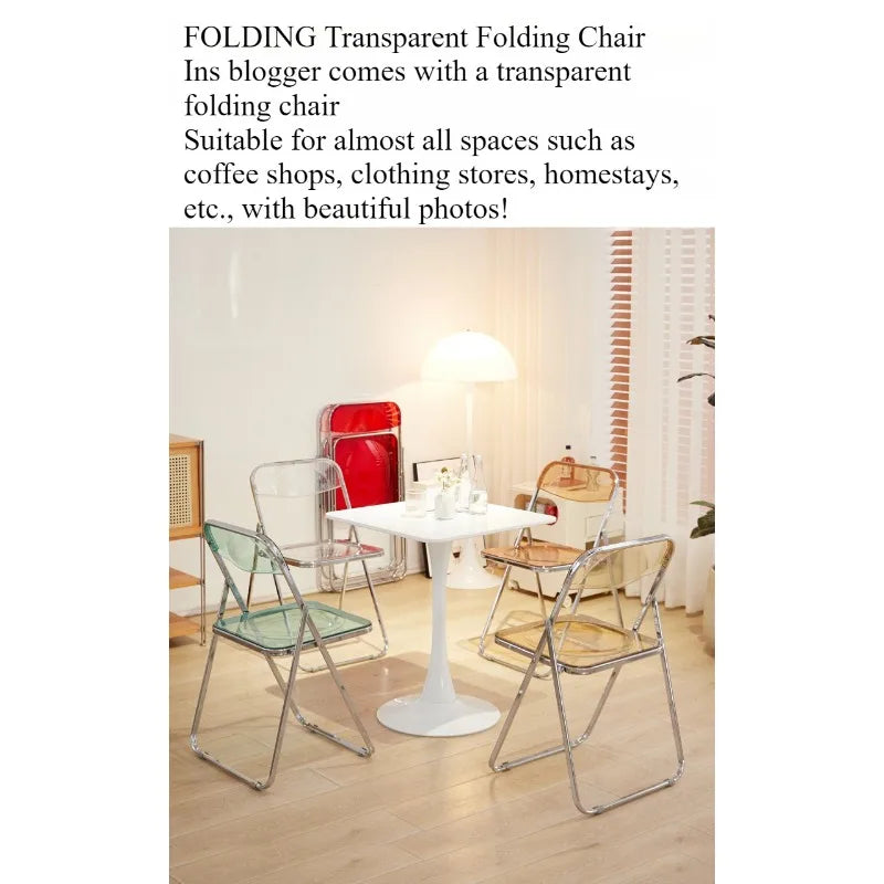 Foldable Transparent Acrylic Crystal Dining Chair Living Room Furniture
