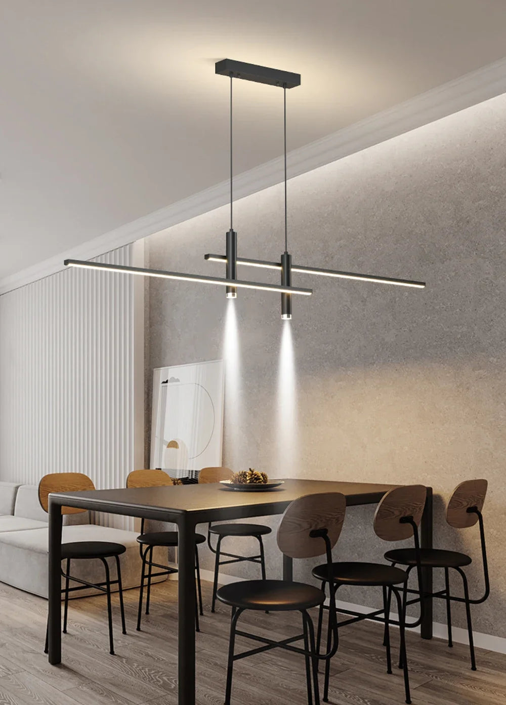 Modern Minimalist Black Gold LED Chandelier Pendant Light Stepless Dimming Remote Control – photo 9