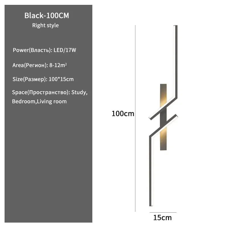Minimalist Aluminum Strip LED Wall Sconce Light Bedroom Living Room TV Background – photo 8