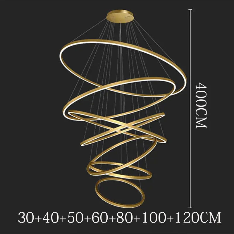 Nordic Dimmable Ring Chandelier Pendant Light with Remote