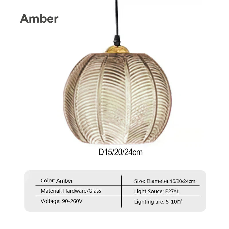 Nordic Striped Green Glass E27 Pendant Light Decorative Dining Room – photo 15