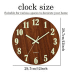 12-Inch Luminous Silent Wooden Wall Clock