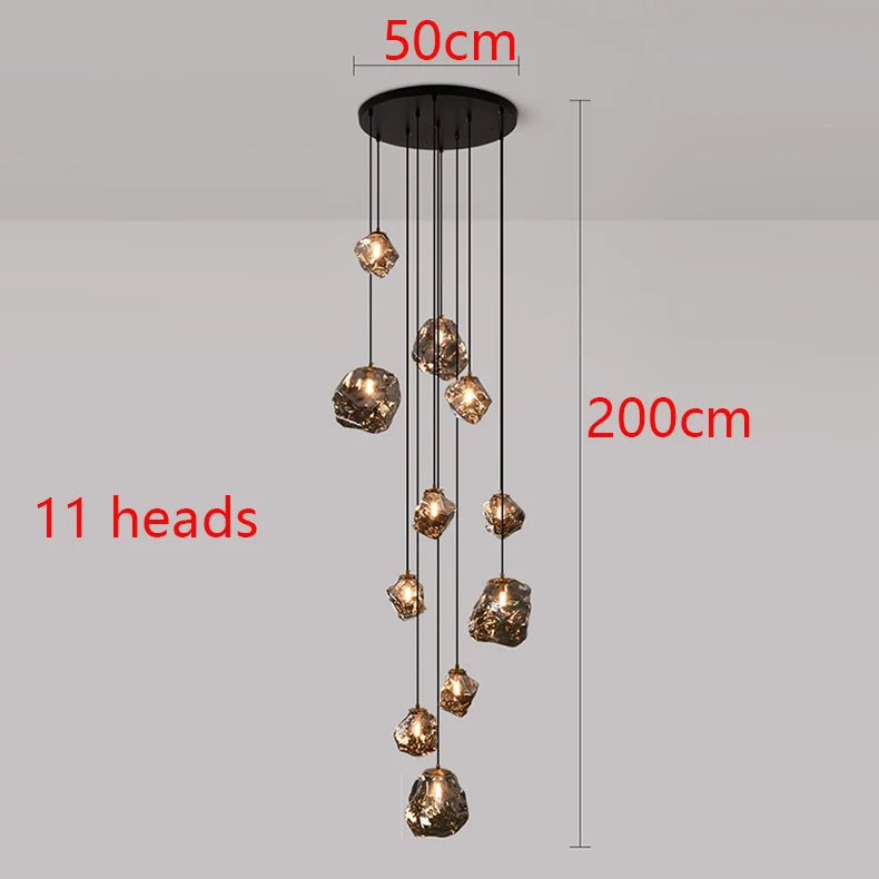 Modern LED Multi Head Staircase Chandelier Pendant Light with Remote Control – photo 13
