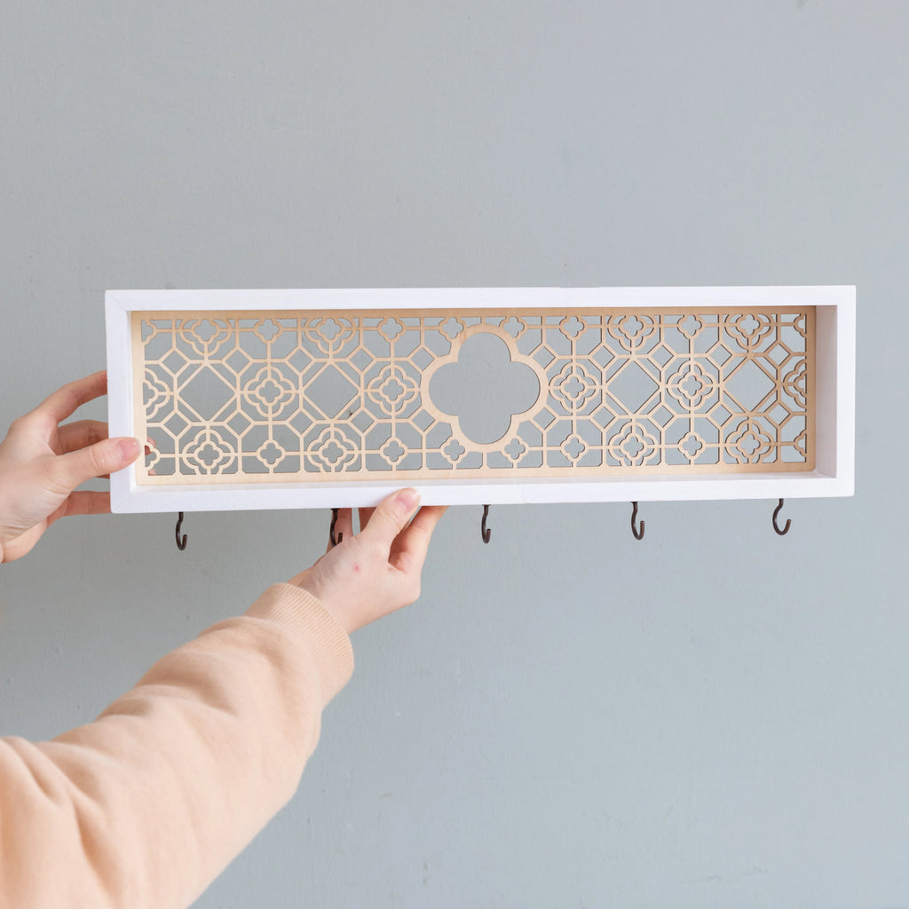 Decorative Wooden Wall Hooks and Storage Shelf