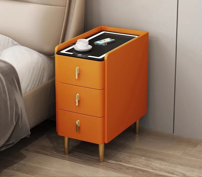 Wireless Charging LED USB Solid Wood Nordic 3 Drawer Nightstand Bedside Table Bedroom – photo 10