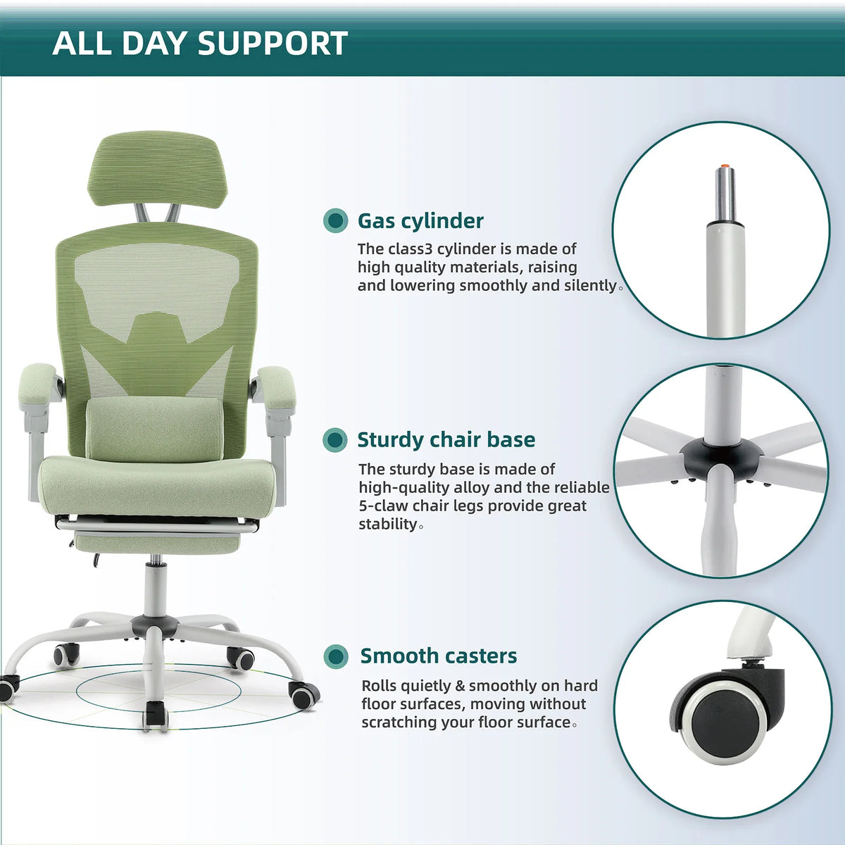 Reclining Ergonomic Lumbar Support Adjustable Headrest Mesh High Back Gaming Chair
