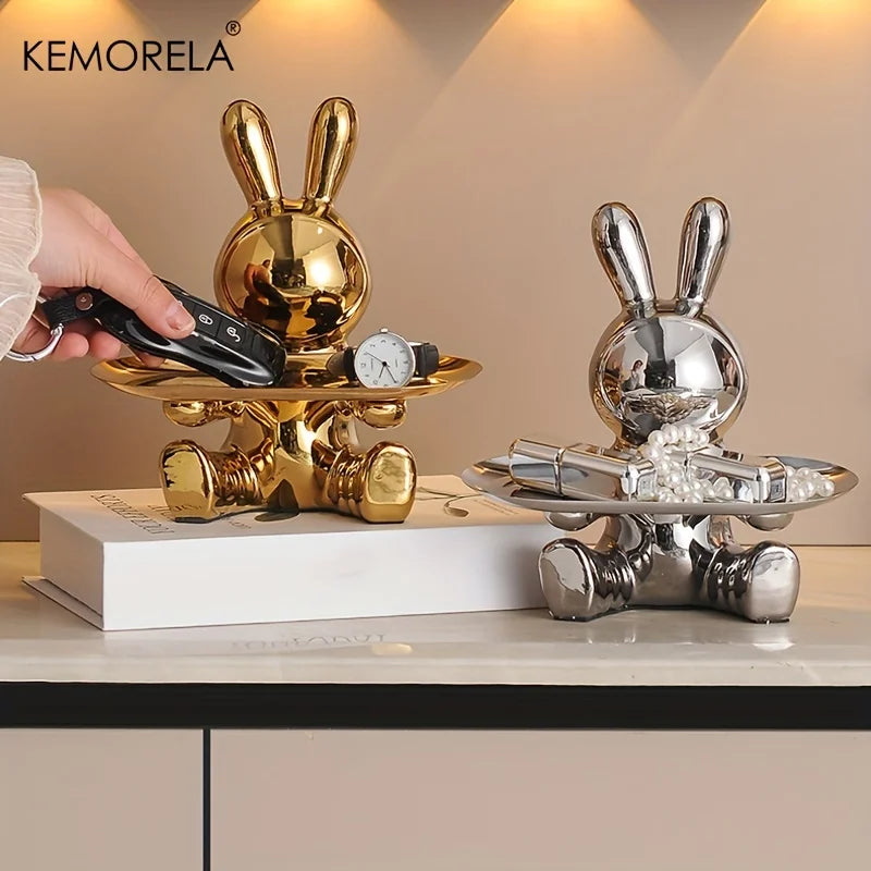 Ceramic Rabbit Key and Accessory Storage Figurine