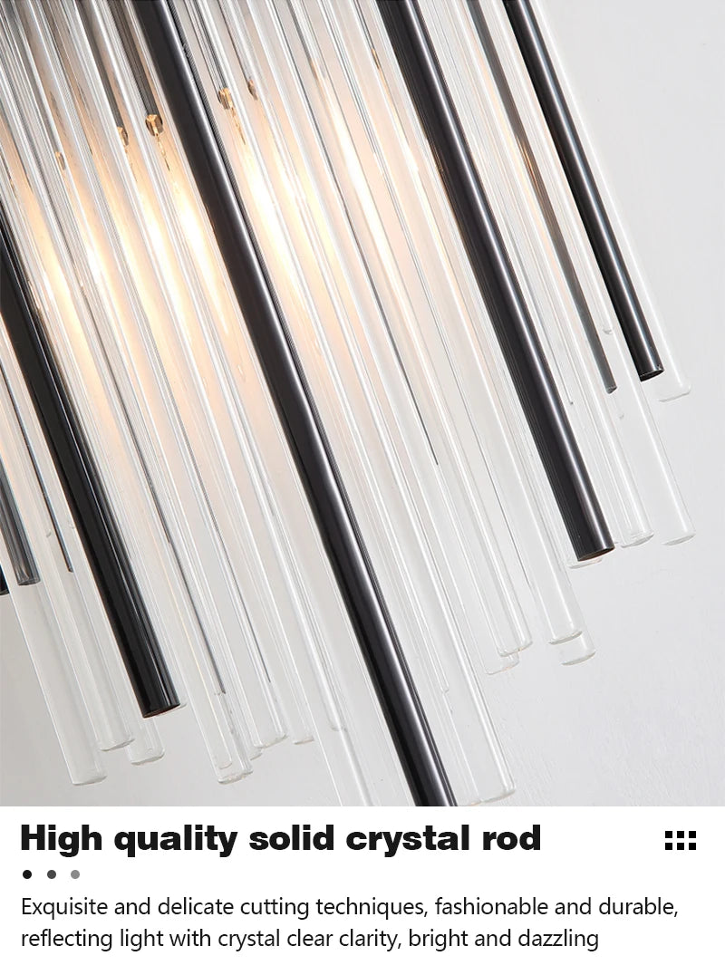 Nordic Luxury Crystal Stainless Steel Black Gold LED Wall Light – photo 12