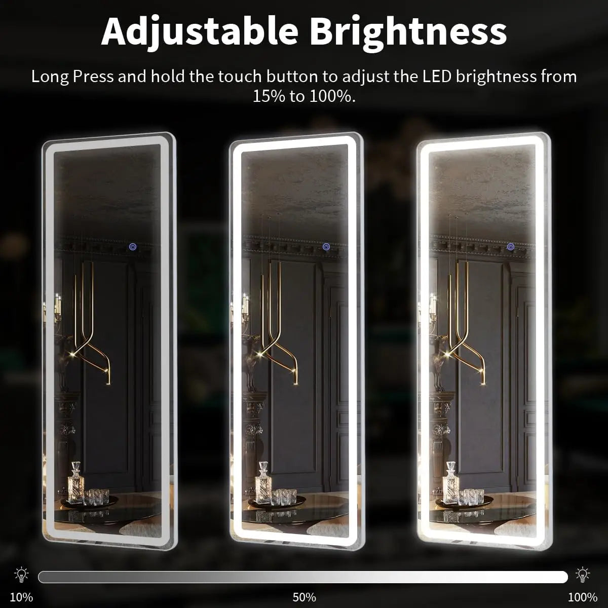 Dimmable LED Full Length Floor Standing Full Body Mirror Stand – photo 4