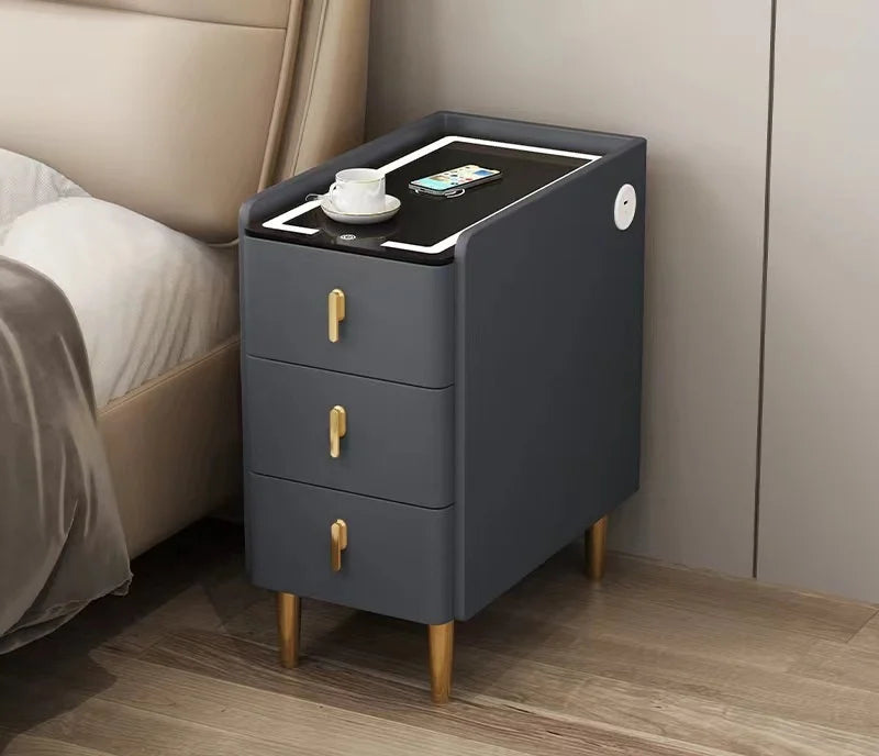 Wireless Charging LED USB Solid Wood Nordic 3 Drawer Nightstand Bedside Table Bedroom – photo 8