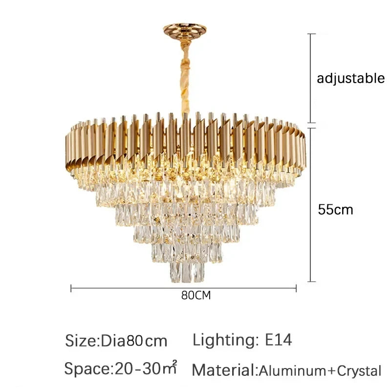 Luxury Black Gold Crystal Round LED Chandelier Pendant Light Tricolor – photo 35
