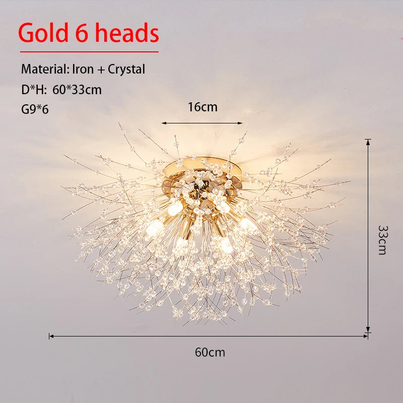 Crystal Nordic Dandelion Fireball Shape LED Ceiling Chandelier Light Living Room Bedroom – photo 7