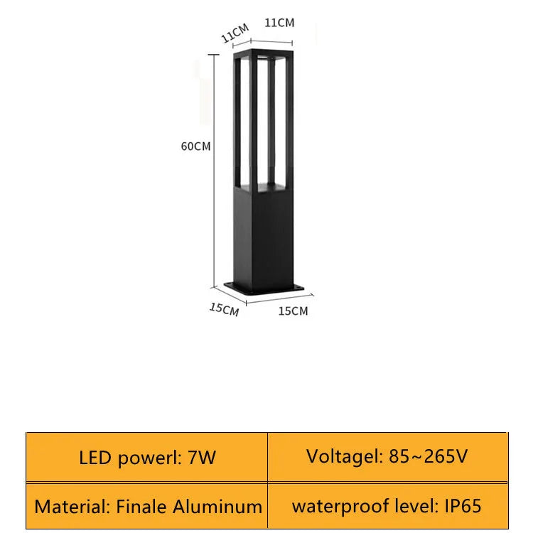 Solar Waterproof Aluminum LED Long Lawn Street Light Garden Courtyard Villa – photo 7