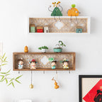 Decorative Wooden Wall Hooks and Storage Shelf
