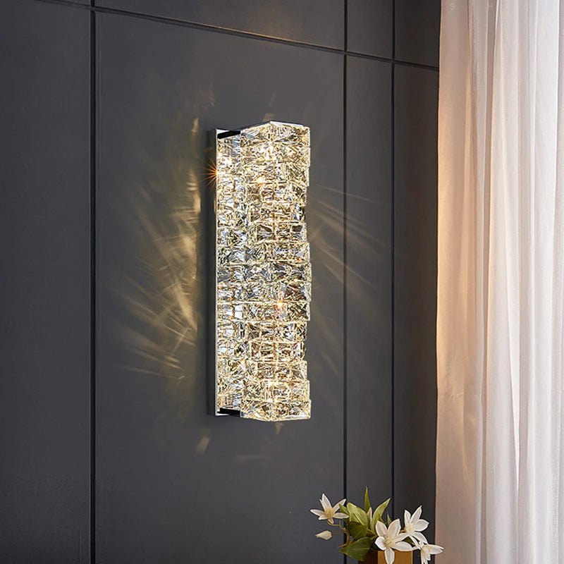 Dimmable Modern Luxury Crystal Design LED Wall Light Bedroom Living Room – photo 2
