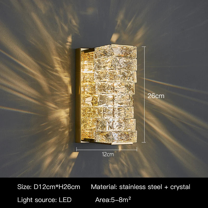 Dimmable Modern Luxury Crystal Design LED Wall Light Bedroom Living Room – photo 23