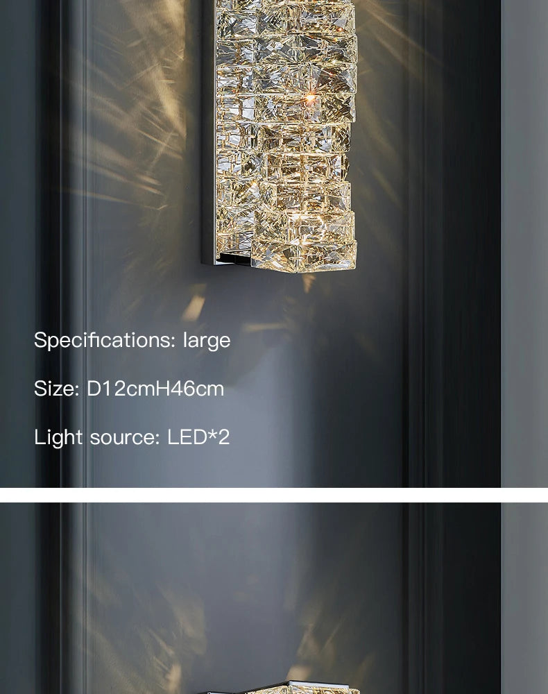 Dimmable Modern Luxury Crystal Design LED Wall Light Bedroom Living Room – photo 15