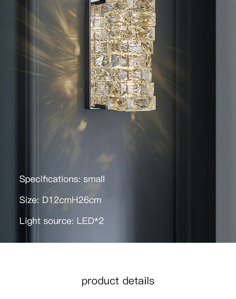 Dimmable Modern Luxury Crystal Design LED Wall Light Bedroom Living Room – photo 16
