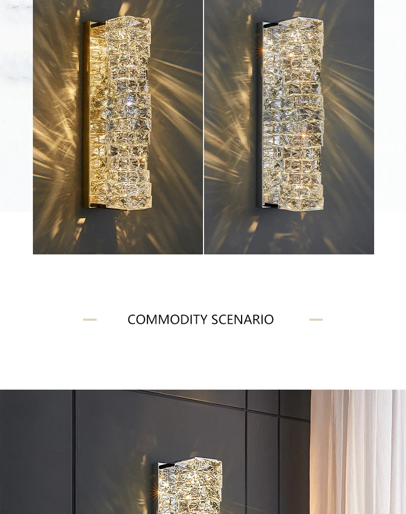 Dimmable Modern Luxury Crystal Design LED Wall Light Bedroom Living Room – photo 10