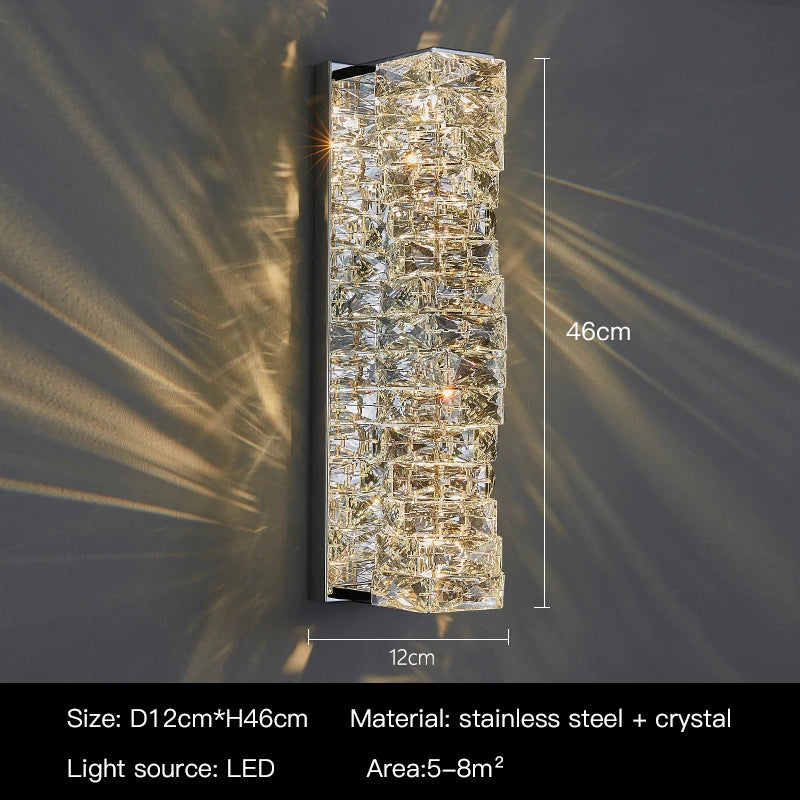 Dimmable Modern Luxury Crystal Design LED Wall Light Bedroom Living Room – photo 24