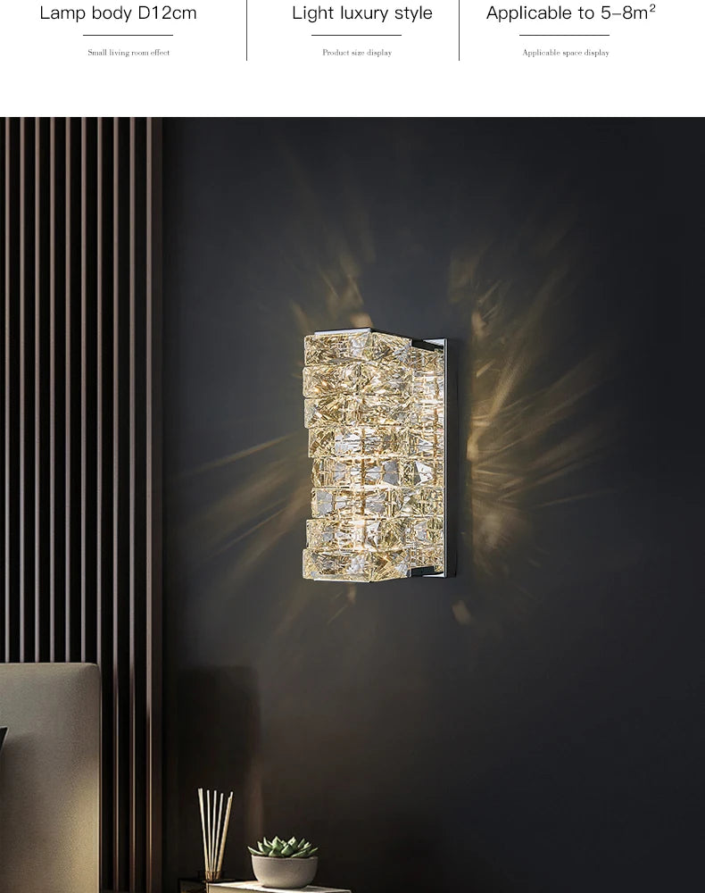 Dimmable Modern Luxury Crystal Design LED Wall Light Bedroom Living Room – photo 13