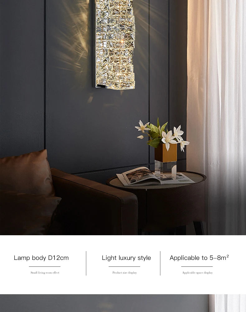 Dimmable Modern Luxury Crystal Design LED Wall Light Bedroom Living Room – photo 11