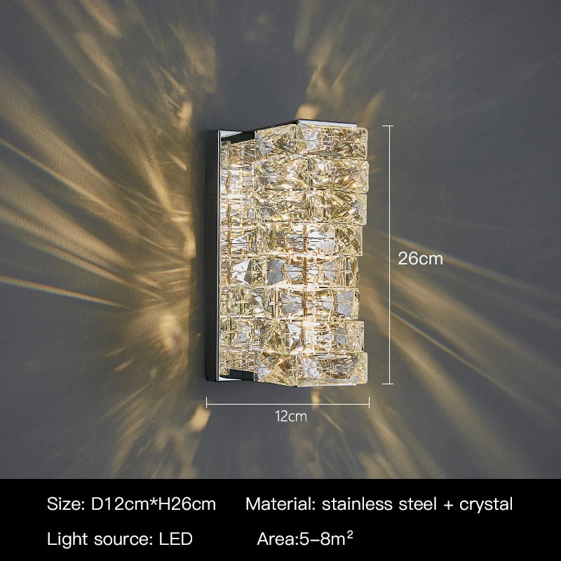 Dimmable Modern Luxury Crystal Design LED Wall Light Bedroom Living Room – photo 22