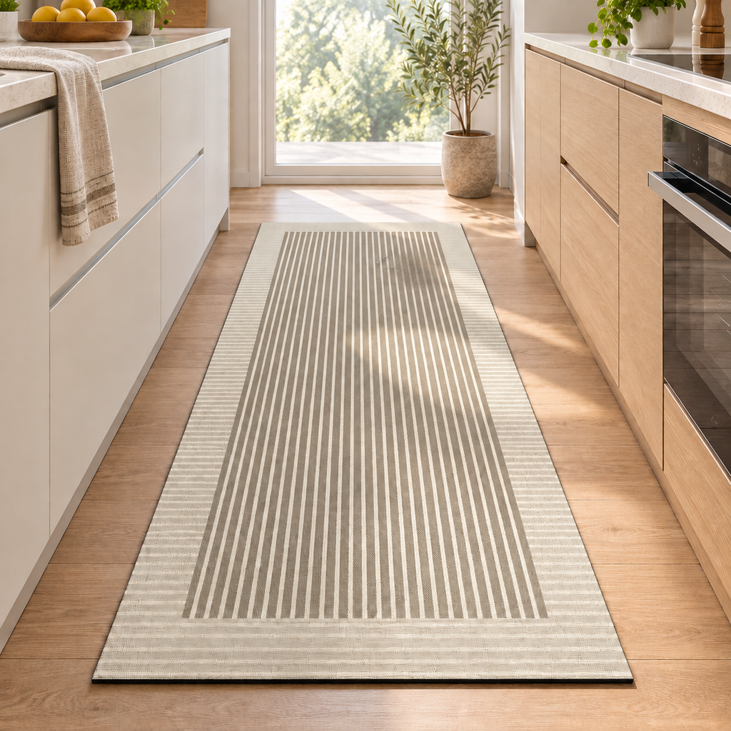 Japanese diatomite kitchen mat demonstrating quick water absorption near a kitchen sink