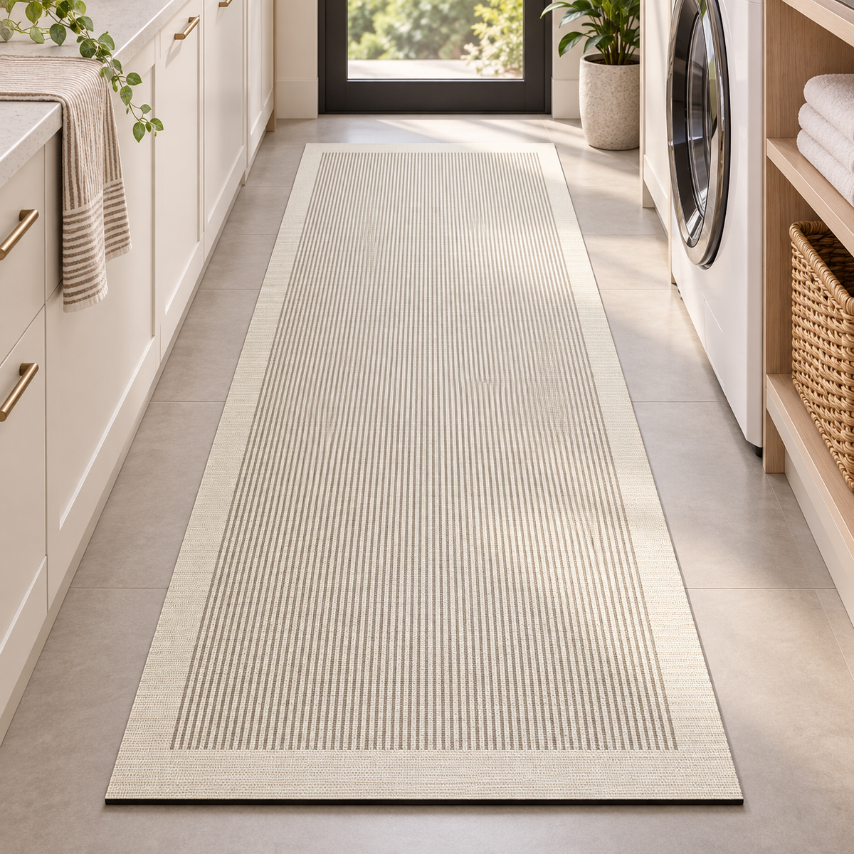 Japanese diatomite kitchen mat Design C with fine linear pattern