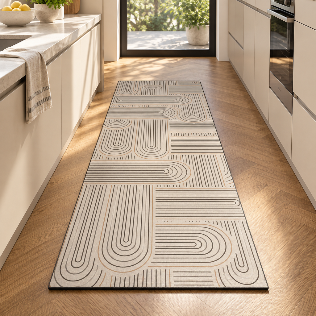 Japanese diatomite kitchen mat Design D with abstract curved line pattern