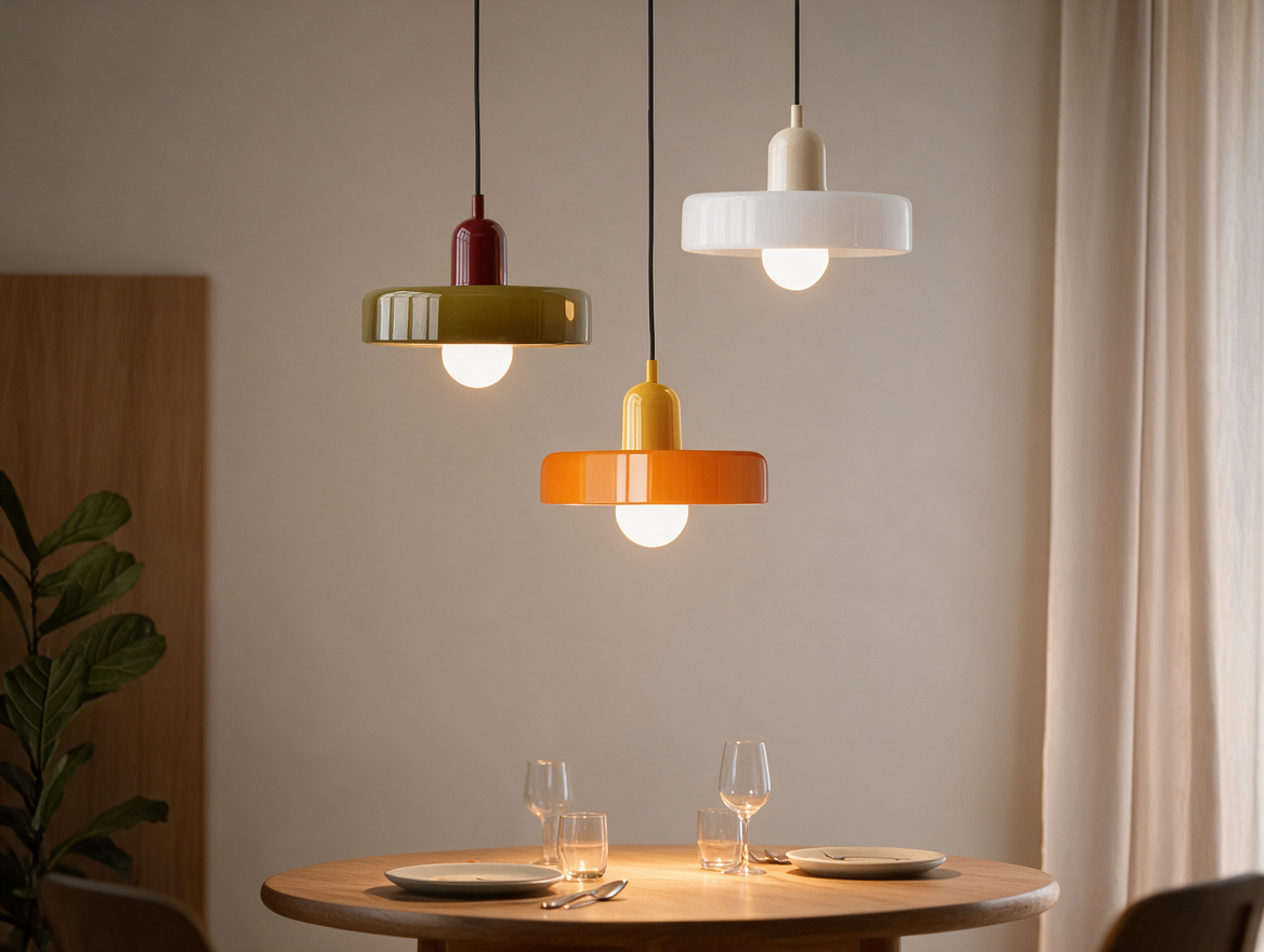 Chandelier lighting a small dining table