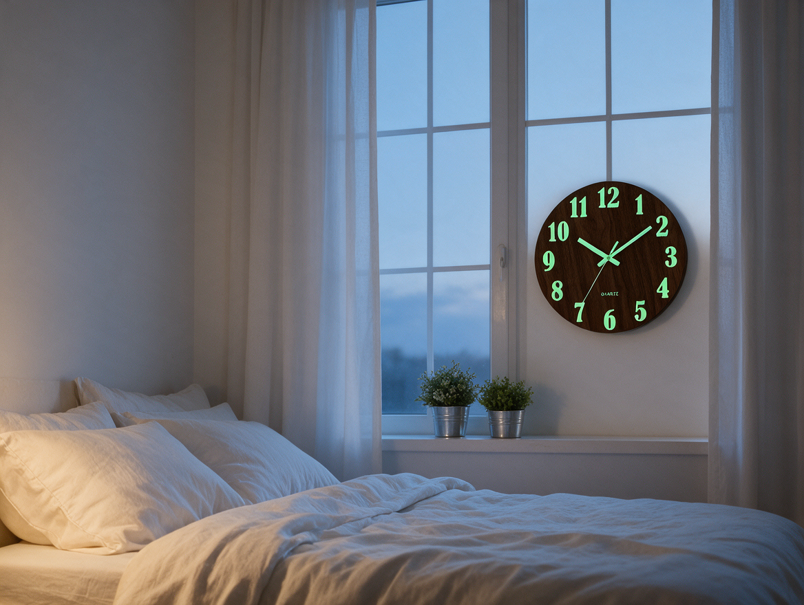Wall clock hanging in a quiet bedroom