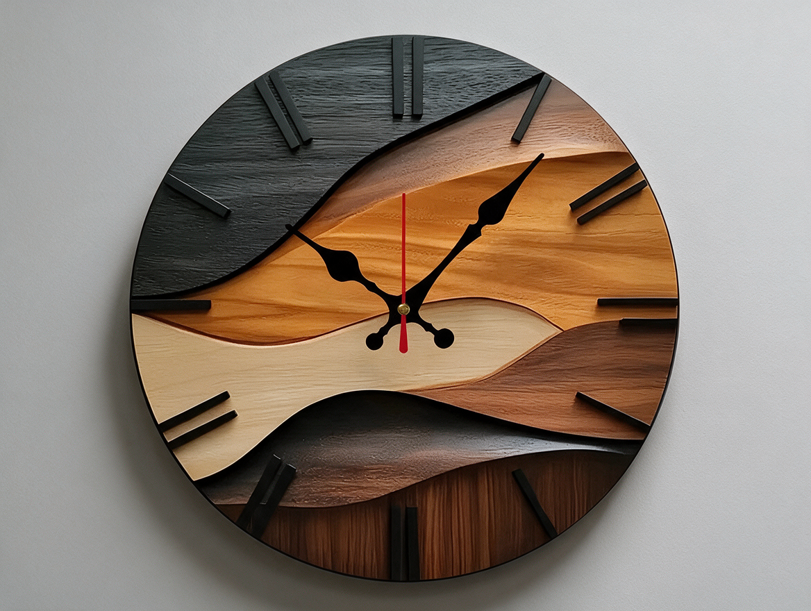 Minimalist round wall clock on a plain wall