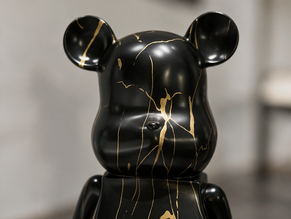 Close-up of resin bear figurine's smooth sculpted finish
