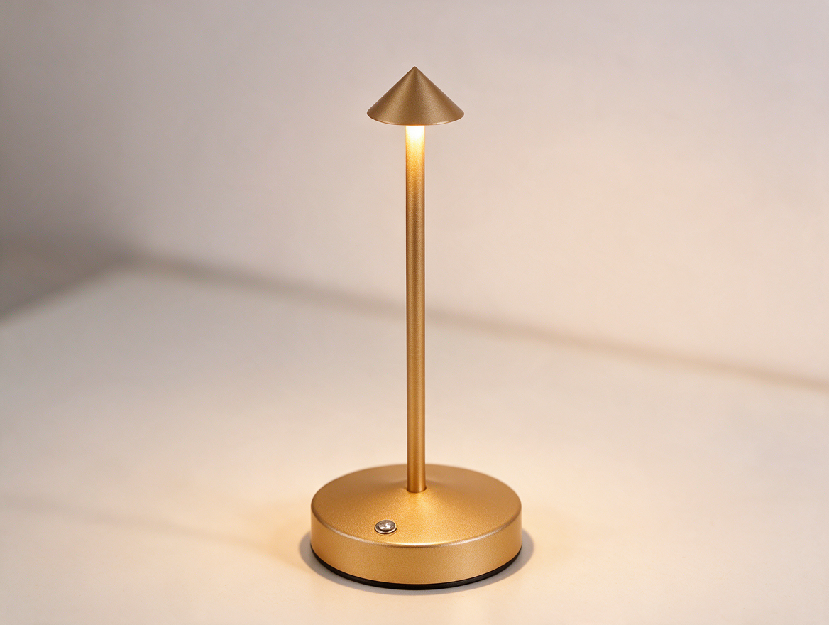 Close-up of aluminum table lamp body